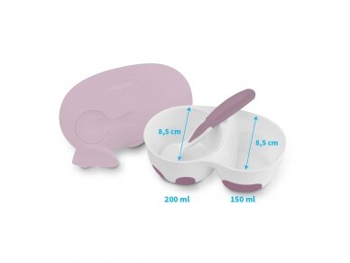 Two-chamber baby bowl with spoon 1067/02, pink 6