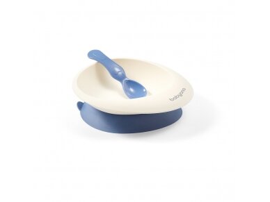 Baby suction bowl with spoon, blue, 1077