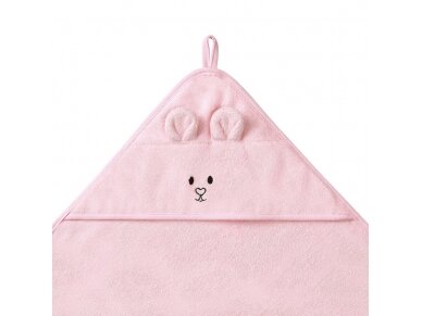 Babyono bamboo hooded towel 100x100 cm pink 1553/01 1