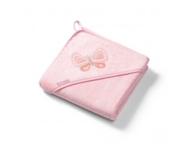 Babyono bamboo hooded towel pink NATURAL BAMBOO 100X100