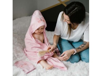 Babyono bamboo hooded towel pink NATURAL BAMBOO 100X100 4