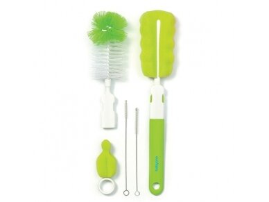 BabyOno baby bottles and teats brush set with a removable handle & mini sponge green 735/02