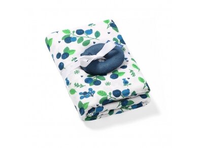 Bamboo muslin swaddle + rattle 536/02